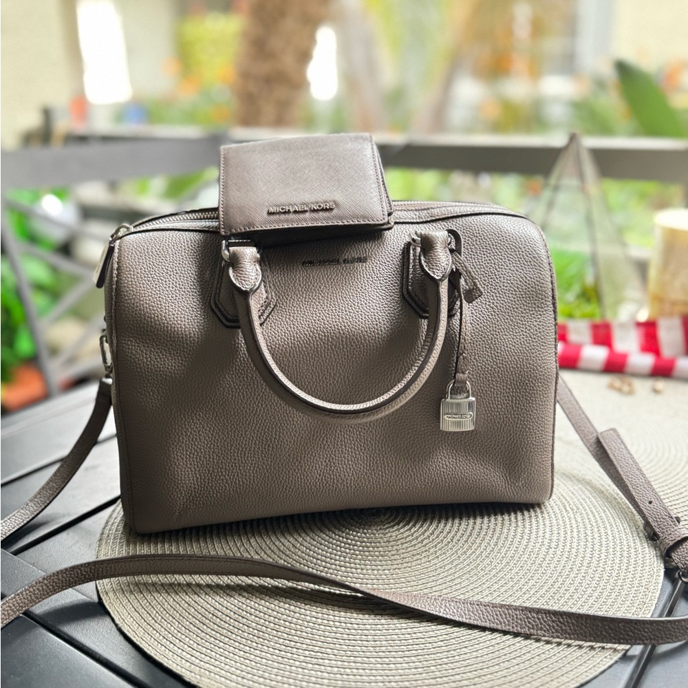 Michael Kors Gray Leather Satchel Bag